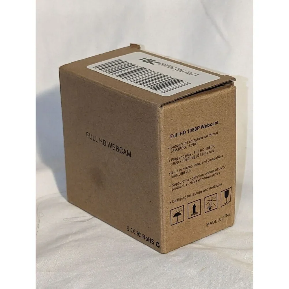 Full HD Webcam 1080P Plug and Play Built In Microphone USB 2.0